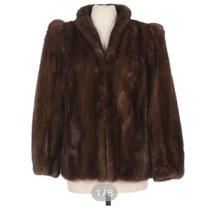 Mahogany Mink Fur Jacket with Button Cuffs